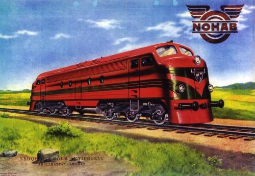 Denne herlige tegning stammer fra den licensaftale NOHAB tegnede med GM EMD. Lokomotivet ligner vel mest en krydsning af et amerikansk F7 og den kommende europæiske model